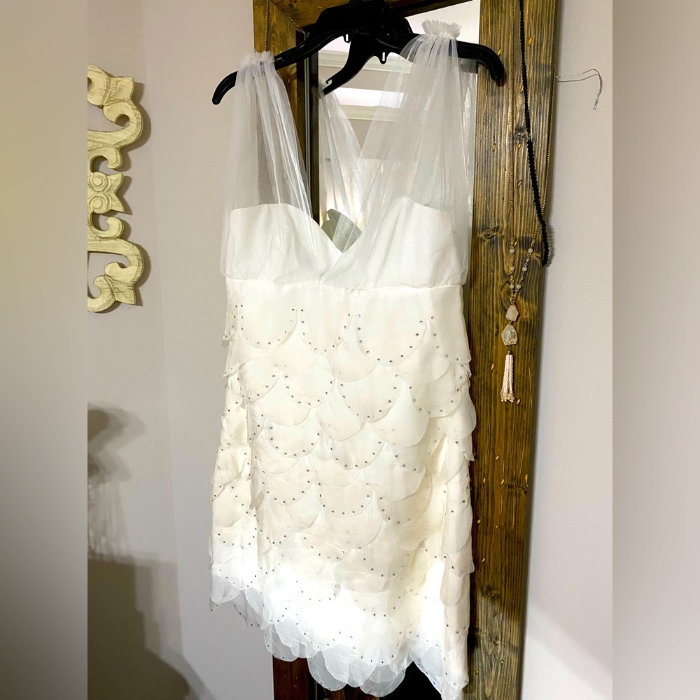 Allen Schwartz white sequin cake cutting dress